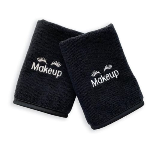 Bellezza Makeup Remover Face Cloth Embroidered Microfiber with Satin Piping 13x13 Black